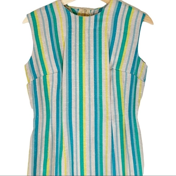 Vintage 1960's Handmade Striped Short Sleeveless Dress Size Small/Medium - Picture 3 of 6